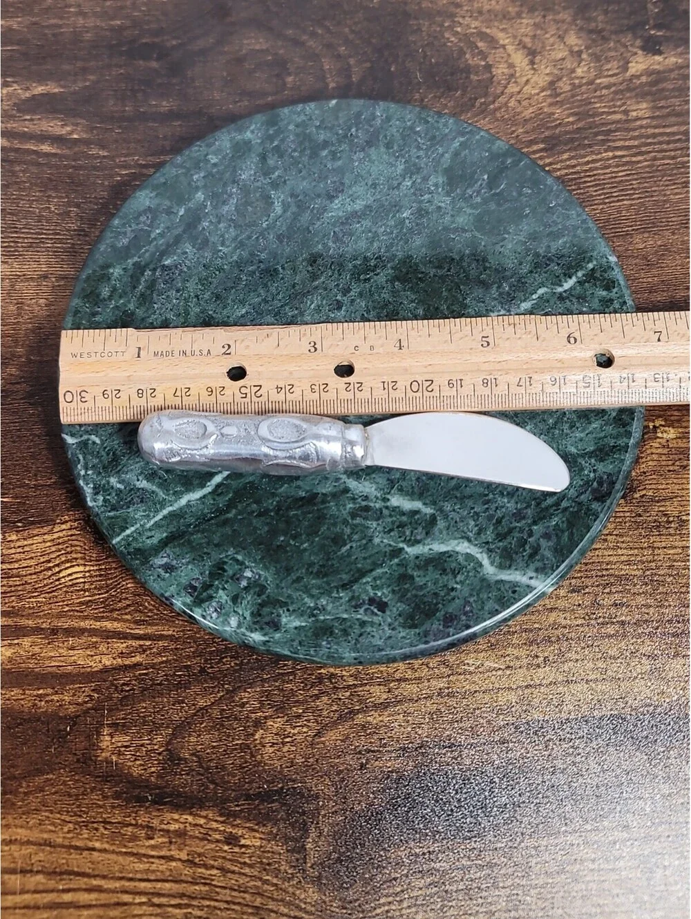 Green Marble Round Cheese Board And Knife Set